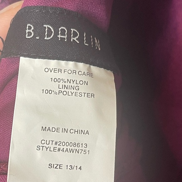 B. Darlin Magenta Floral Sequin Fit & Flare Dress Juniors 13/14 Prom Homecoming - Picture 10 of 11